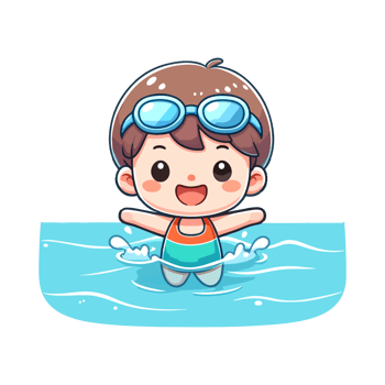 cute boy swimming cartoon icon character png