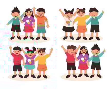 Cute children character collection in flat design vector