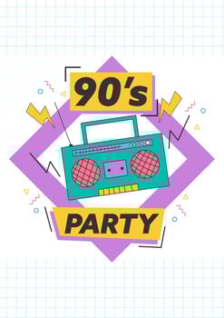 90 s party poster. Back to the 90 s. Retro party background illustration. Illustration in memphis style. vector