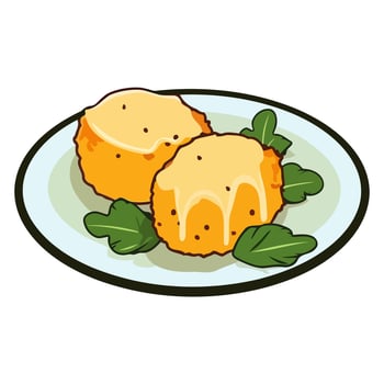 A icon depicting arancini, an Italian food item, ideal for illustrating cuisine, snacks, or Italian themed dishes. vector