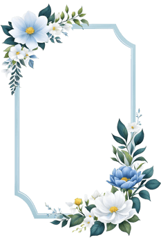 Blue Flower Border Frame png
