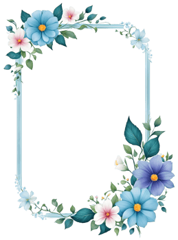 Blue Flower Border Frame png