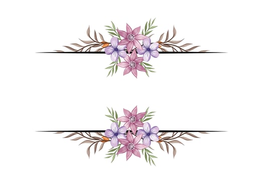 The Blooms Greenery Floral Foliage Ornament Corner Text Separator adds elegant framing text in invitations, cards vector