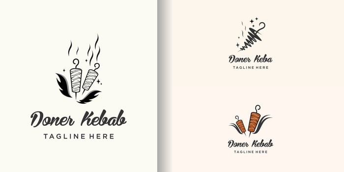 Doner kebab bandle logo icon design template Premium vector