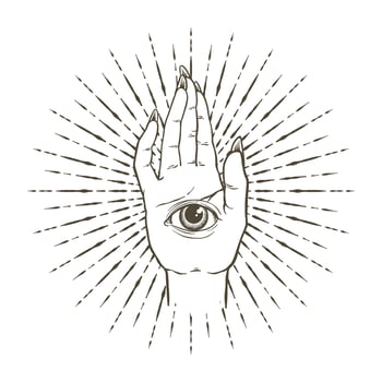 light eye hand tattoo illustration design vector