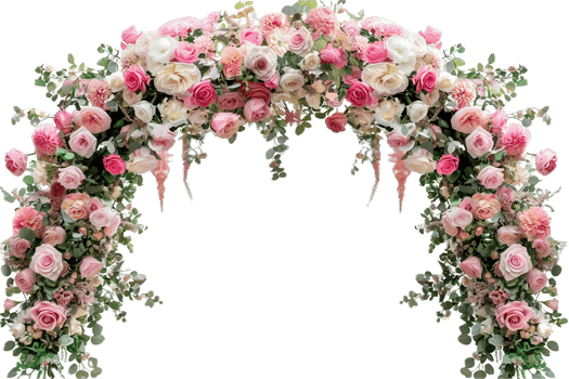Floral Wedding Arch with Pink and White Flowers. png