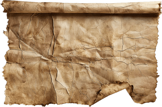 Aged Crumpled Paper with Stains and Wrinkles. png