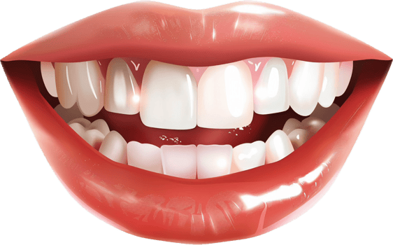 Close-up of Smiling Mouth with White Teeth. png