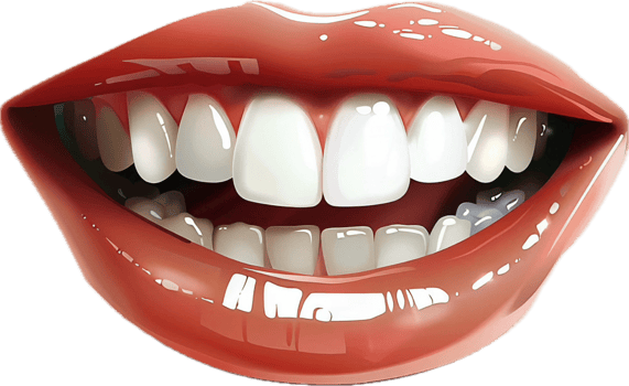 Close-up of Smiling Mouth with White Teeth. png