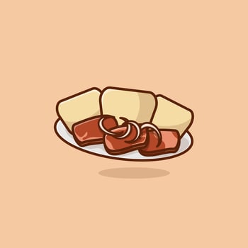 Kazakh beshbarmak boiled meat with noodels simple cartoon illustration Islamic holiday concept icon isolated vector