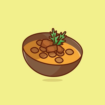 Moroccan harira soup simple cartoon illustration Islamic holiday concept icon isolated vector