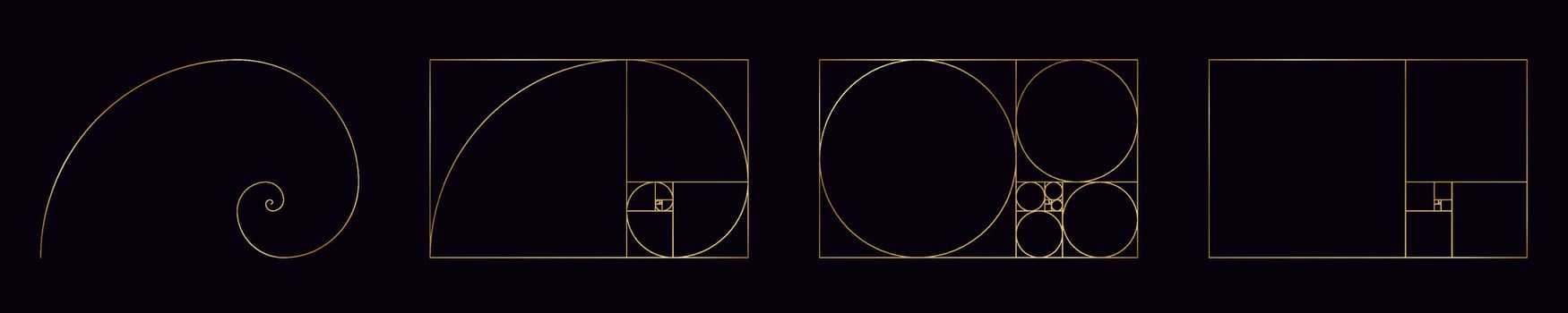 golden ratio isolated spiral. Golden section with in gold vector