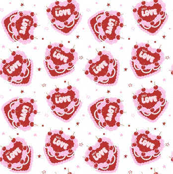 Coquette Retro Cake heart shaped Pattern Seamless png
