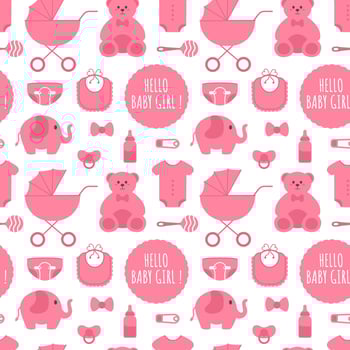 Baby Seamless Pattern Design, A Set of Simple Decorative Elements in a Hand Drawn on Style Cartoon Flat Illustration Template vector