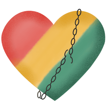 Juneteenth celebration with heart shaped and tear chain. png