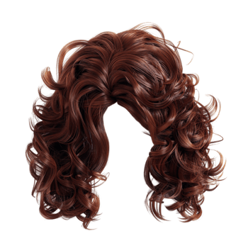 Hair wig with curly hair on transparent background png