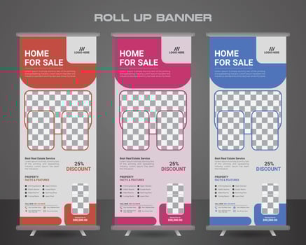 Creative real estate roll up banner vector