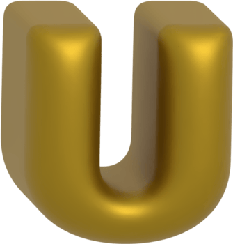 U metallic inflate balloon style alphabet png