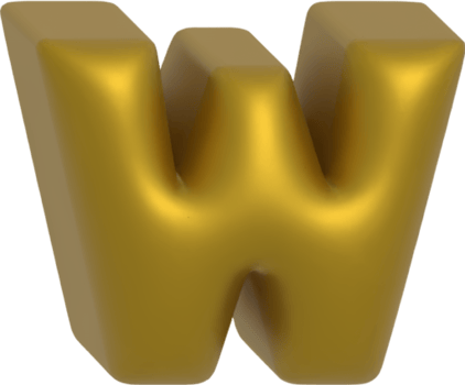 W metallic inflate balloon style alphabet png