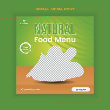 Natural food menu social media post template vector