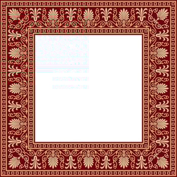 gold and red square classical Greek ornament. European ornament. Border, frame Ancient Greece, Roman Empire. vector