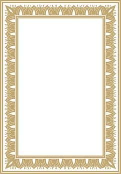 square golden Egyptian ornament. Endless border, ancient Egypt frame. vector