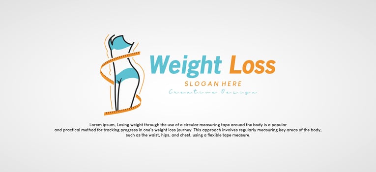 illustration design of the ideal female body diet logo with a circular measuring tape vector