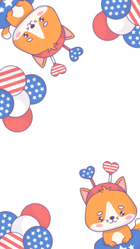 Independence Day poster. Cute patriotic cats png