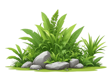 grass on rock illustration. catoon grass clipart transparent background png