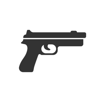 Pistol gun icon in flat style. Firearm symbol illustration on isolated background. Rifle ammo sign business concept. vector
