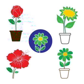 icons of various kinds of flowers, vector