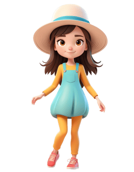 Beautiful girls 3d character design using hats png