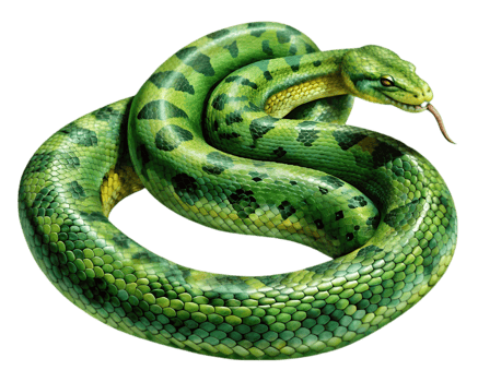 Green Anaconda Side View - Isolated on Transparent Background png