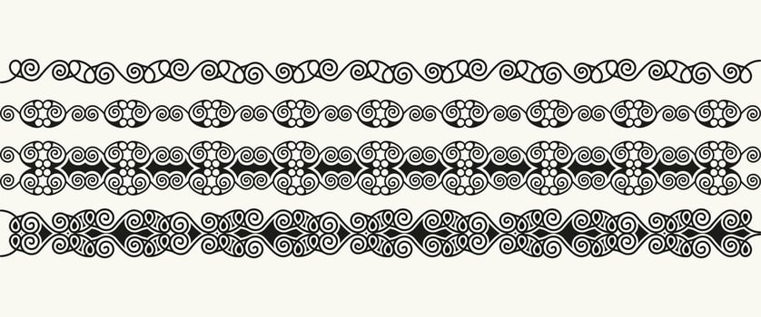 ornament style ethnic seamless borders set vector