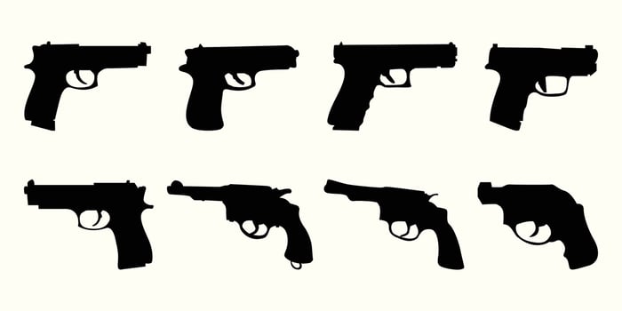 Gun Silhouette collection. Different types of pistol illustration vector