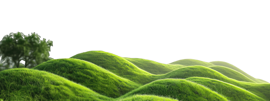 landscape green grass hill isolated on transparent background , png