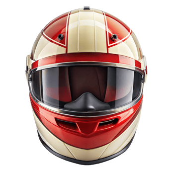 Red and White Racing Helmet With Visor, Front View png
