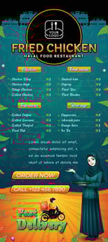 Menu Template for Friedchicken restaurant vector