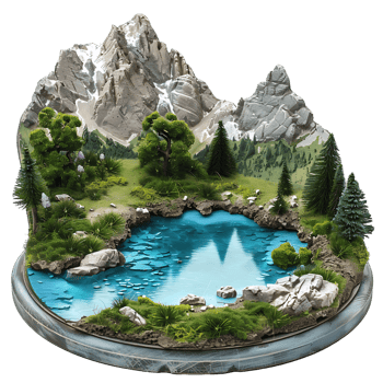 Transparent Background Isolated Landscape Mountains and Lake png