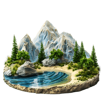 Isolated Mountain Lake with Transparent Background png