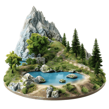 Transparent Lake and Mountain Landscape Cutout png
