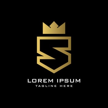 Luxury Royal Creative Letter S Logo design with crown mark modern minimal concept vector