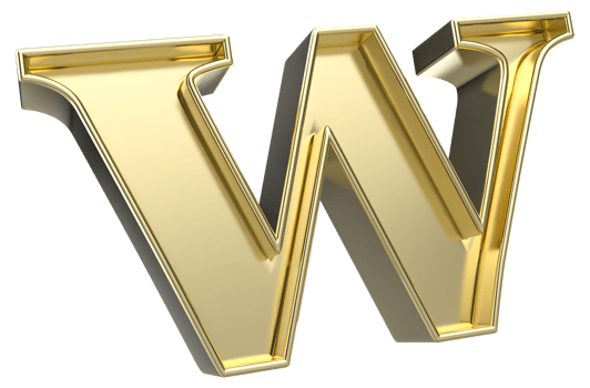w Font Gold 3D Render png