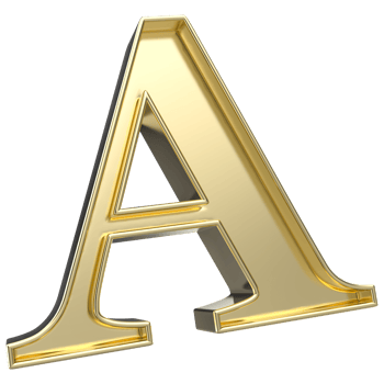 A Font Gold 3D Rendering png
