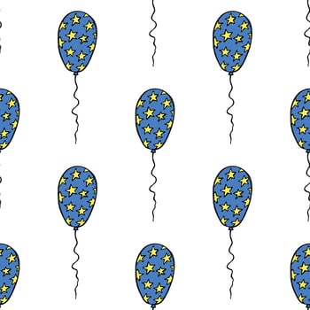 Holiday seamless pattern with flying balloon doodle for decorative print, wrapping paper, greeting cards, wallpaper and fabric vector