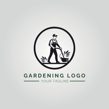 Garden And Plant Minimalist Logo Concept vector