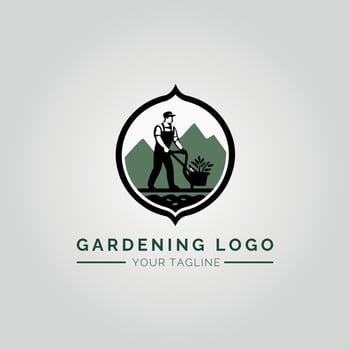 Garden And Plant Minimalist Logo Concept vector