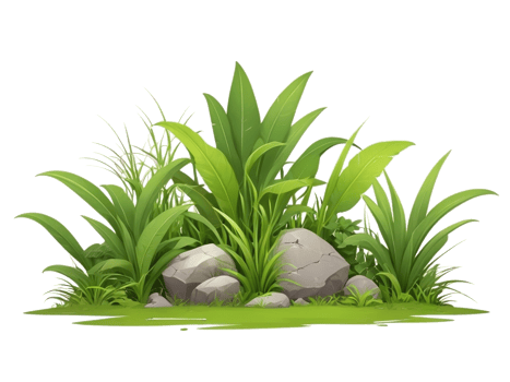 tropical bush on ground. cartoon grass clipart png