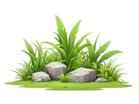tropical bush on ground. cartoon grass clipart png