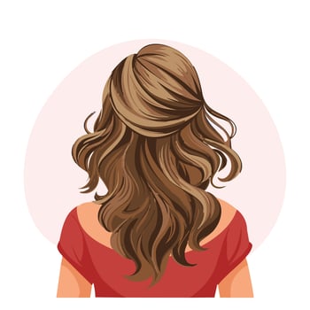 Young woman's hairstyle, back view. Women's haircut. Beauty and fashion. Illustration, poster, clipart vector